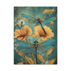 Blue Teal Dragonflies Canvas Art Print - Available in 8 sizes